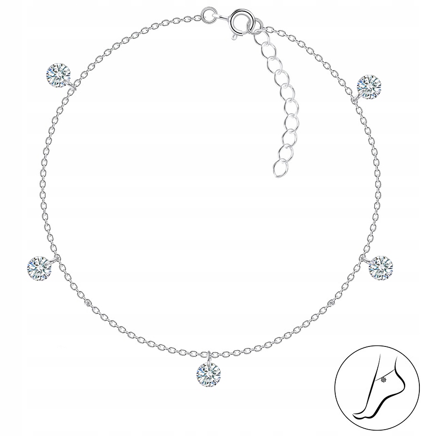 Bransoletka srebrna na nogę kostkę celebrytka srebro próba 925