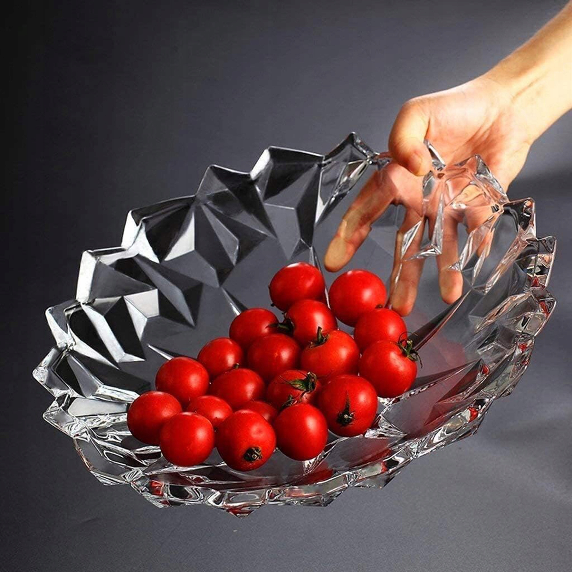OWOCARKA KRYSZTAŁOWA 33,5CM ELEGANCKA MISA NA OWOCE NOWOCZESNA WZORZYSTA