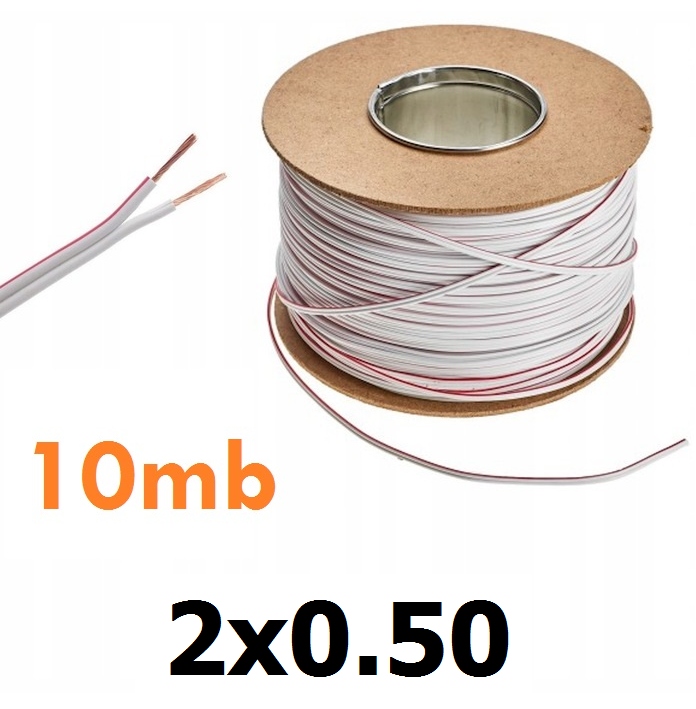 

Przewód Kabel do Led 2 żyłowy 10mb 2x0,50 Biały