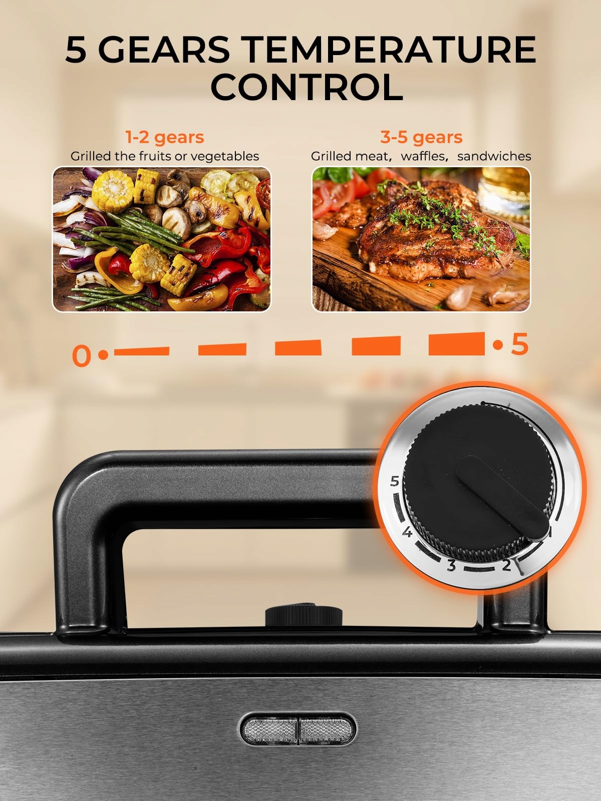 SANDWICHMAKER 3W1 GOFROWNICA GRILL KONTAKTOWY 1200W ANTYPOŚLIZGOWY — miniatura 4