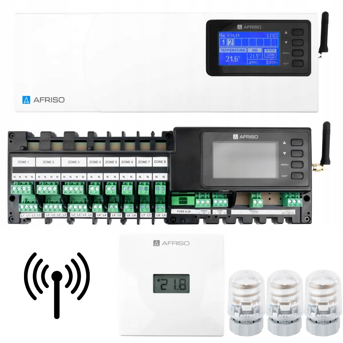 Lišta Podlahového Vykurovania Bezdrôtový Termostat Pohon 3 Ks Afriso