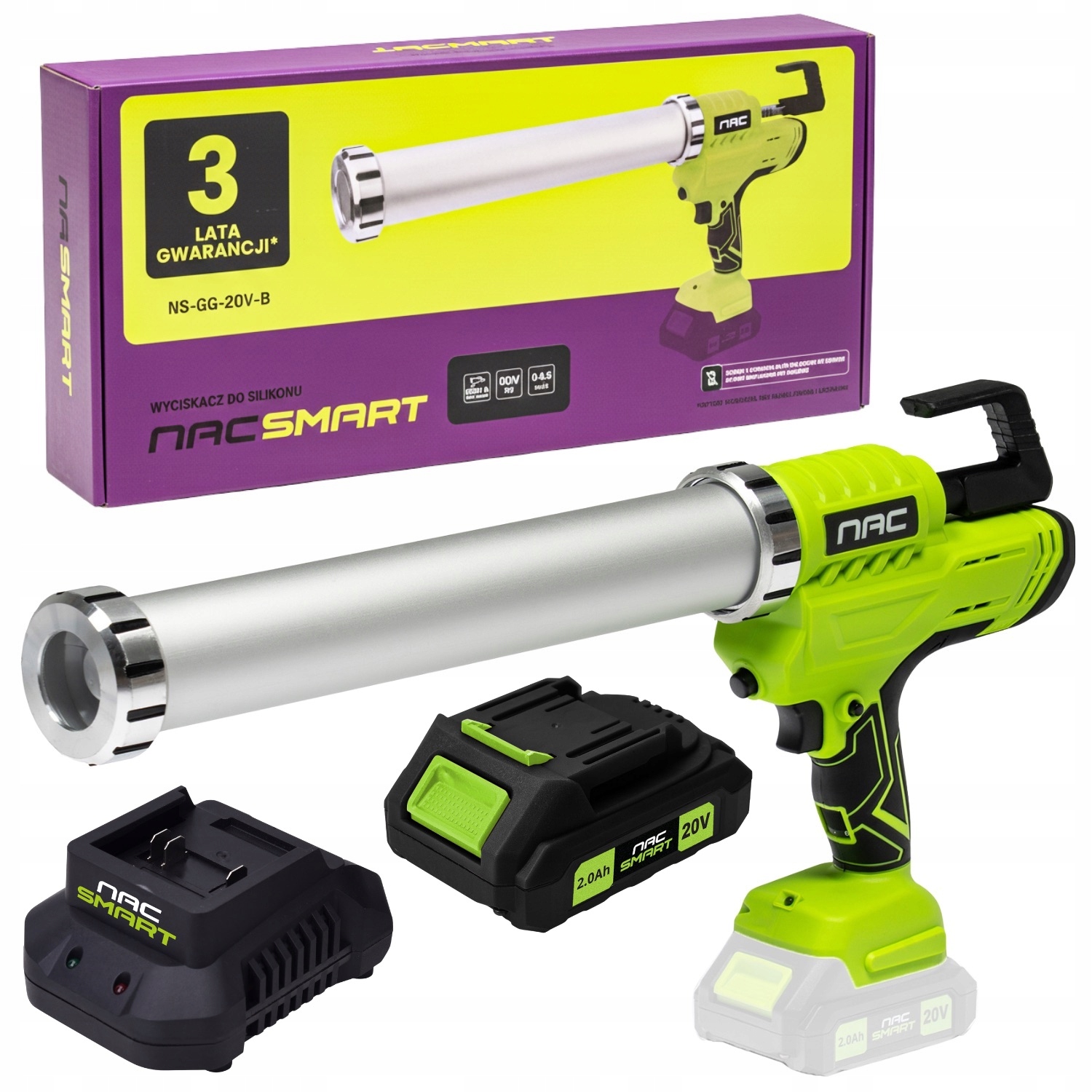 Odšťavňovač Silikonu Akumulátorový Sada Nac Smart Aku Rychlonabíječka