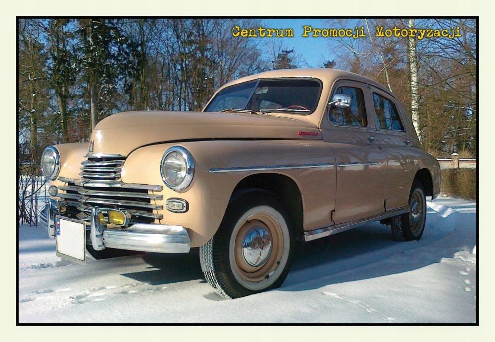 Samochód Warszawa - Pocztówka Polska Motoryzacja PRL Klasyk Latarka Tablica