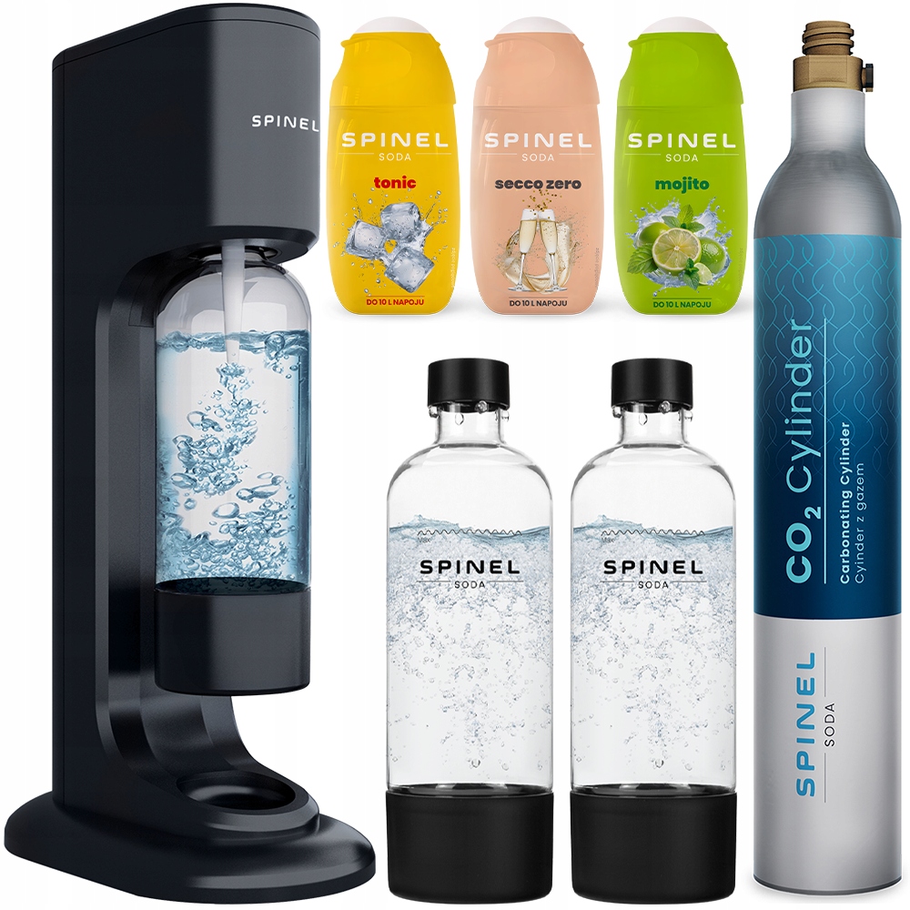 Výrobník Sody Spinel Soda BubbleON Na Sycení Vody 2 Láhve 3 Sirupy Do 10 L