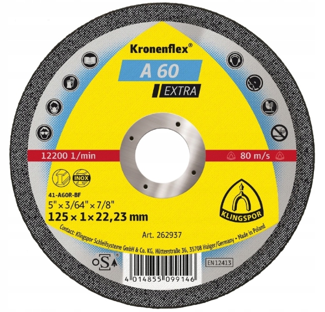 

Tarcza Do Cięcia Inoxu Klingspor A60 125x1,0 Stali