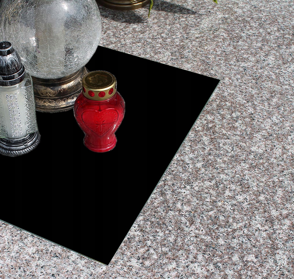 SZKLANA PODSTAWKA POD ZNICZE KWIATY 65x60 CZARNA Wysokość produktu 0.4 cm