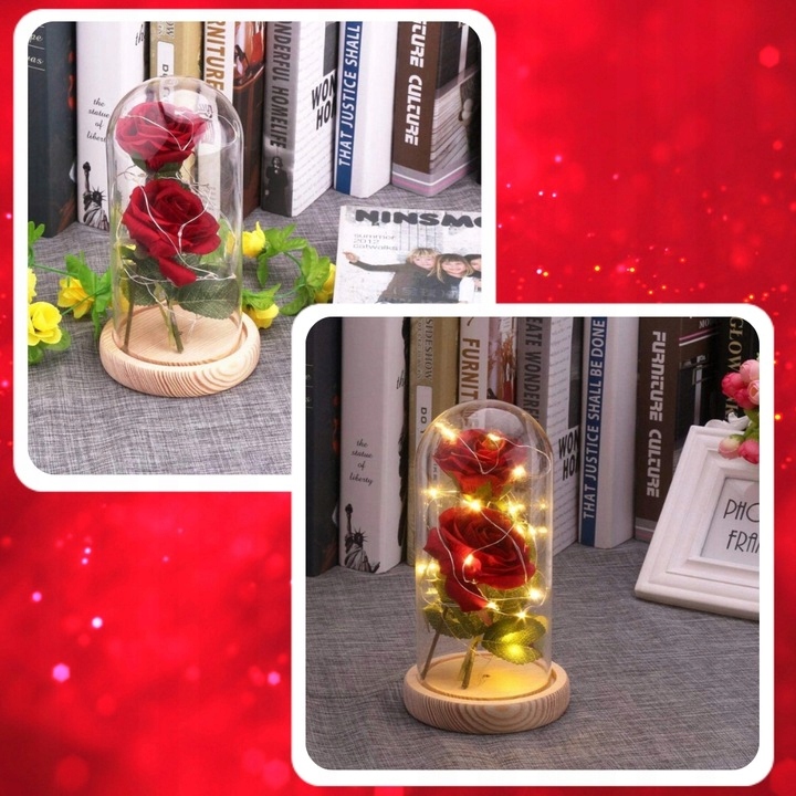 WIECZNA RÓŻA LED W SZKLE POMYSŁ NA PREZENT DZIEŃ KOBIET ŚWIECĄCA + PUDEŁKO Rodzaj inny