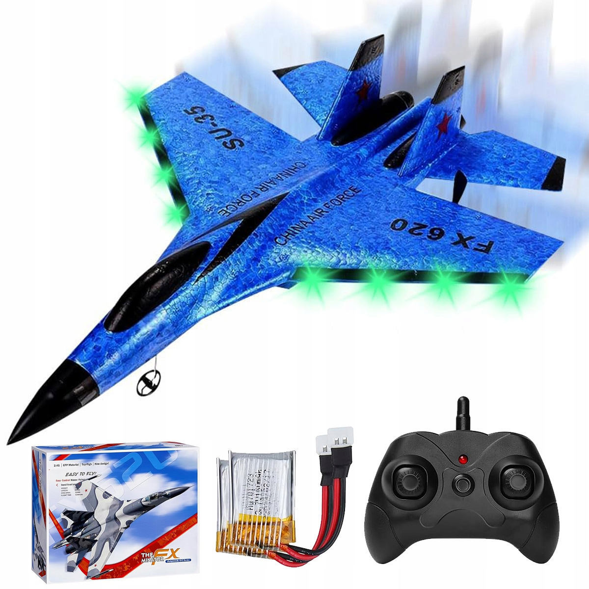 SAMOLOT ZDALNIE STEROWANY SU35 LATAJĄCY RC ŚWIATŁA RGB GOTOWY DO LOTU