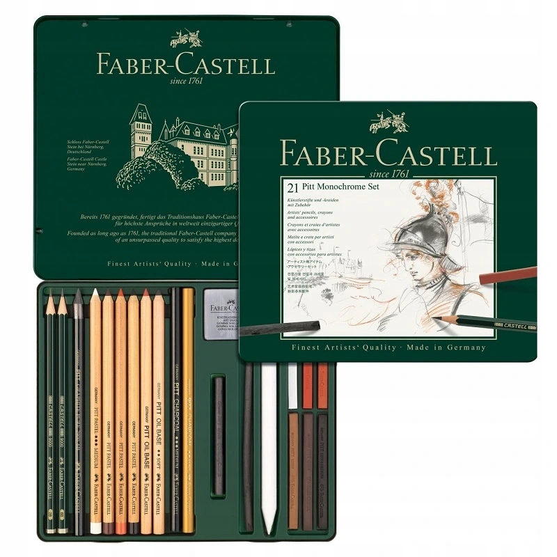 Faber-castell grafitové tužky Pitt Monochrome, 21ks v kovové krabičce