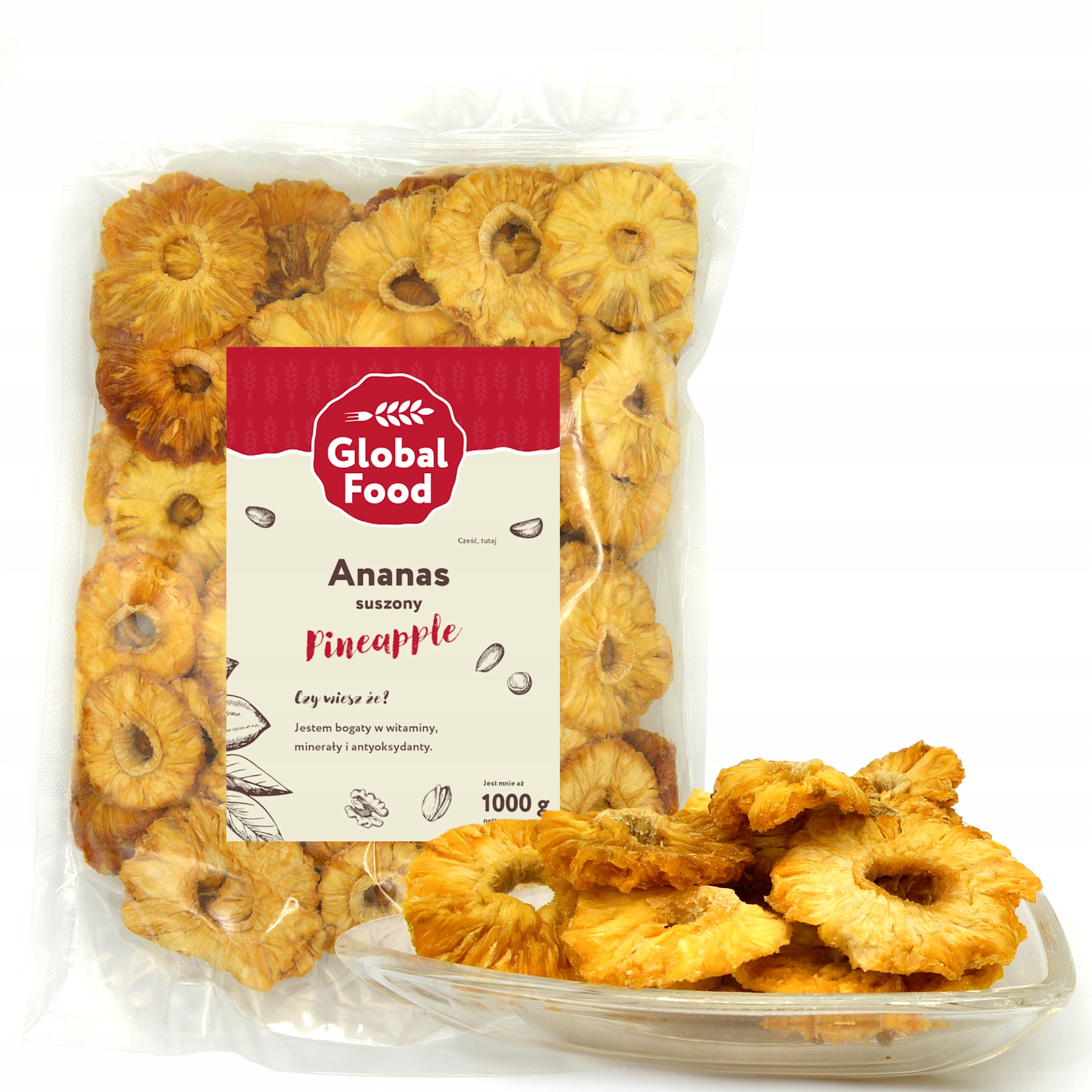 Levně Ananas Sušené Plátky 1KG (1000 G) Bez Cukru Přírodní