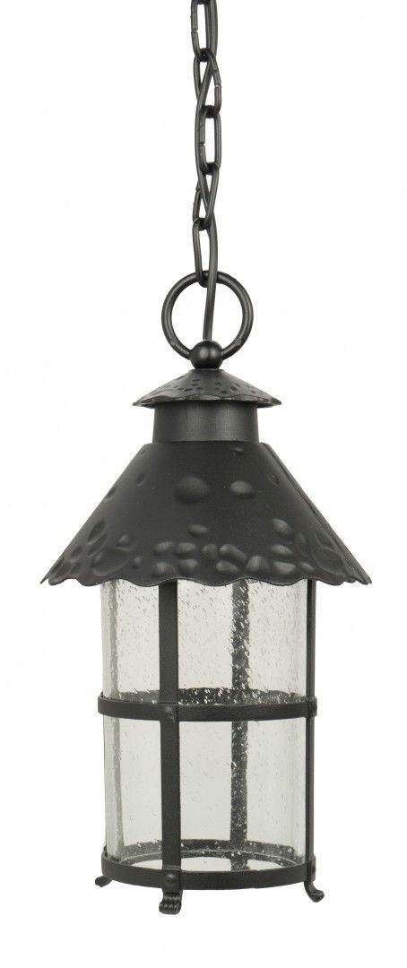 Vonkajšia závesná lampa čierna ozdobné sklo na reťazi pre altánok Su-ma