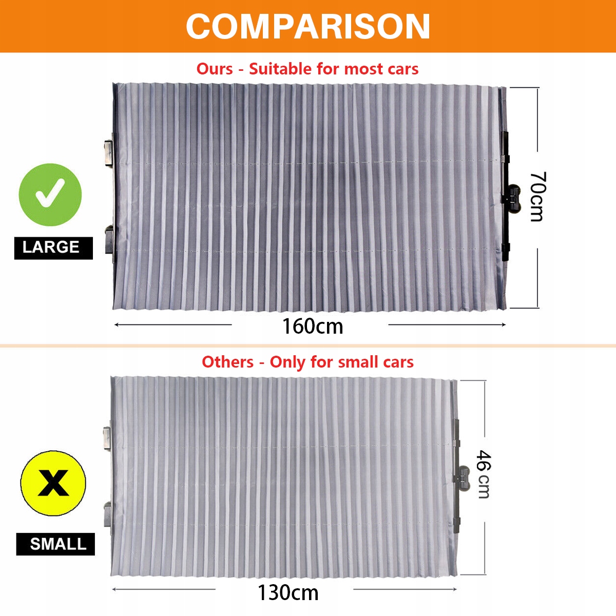 ROLETA PRZECIWSŁONECZNA SAMOCHODOWA OSŁONA 70x160cm XL Szerokość rolety 70 cm