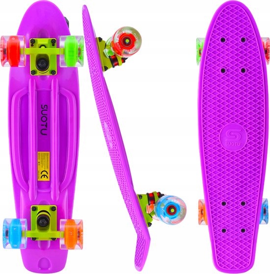 Deskorolka Fiszka Penny Board z Kołami Led, Łożyska ABEC-9 Suotu