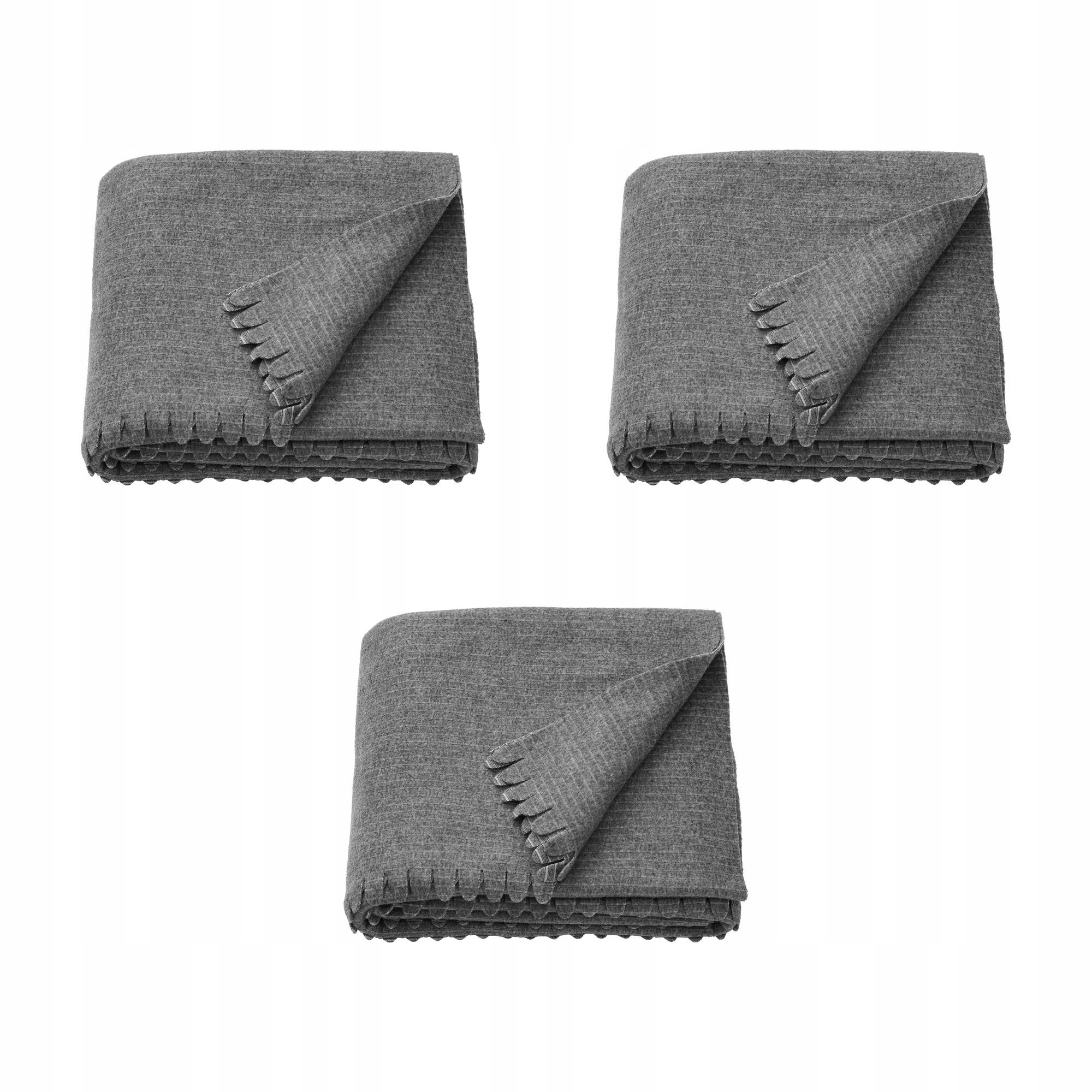 3 ks Přehoz šedý 150 x 210 cm fleecový Tjarblomster