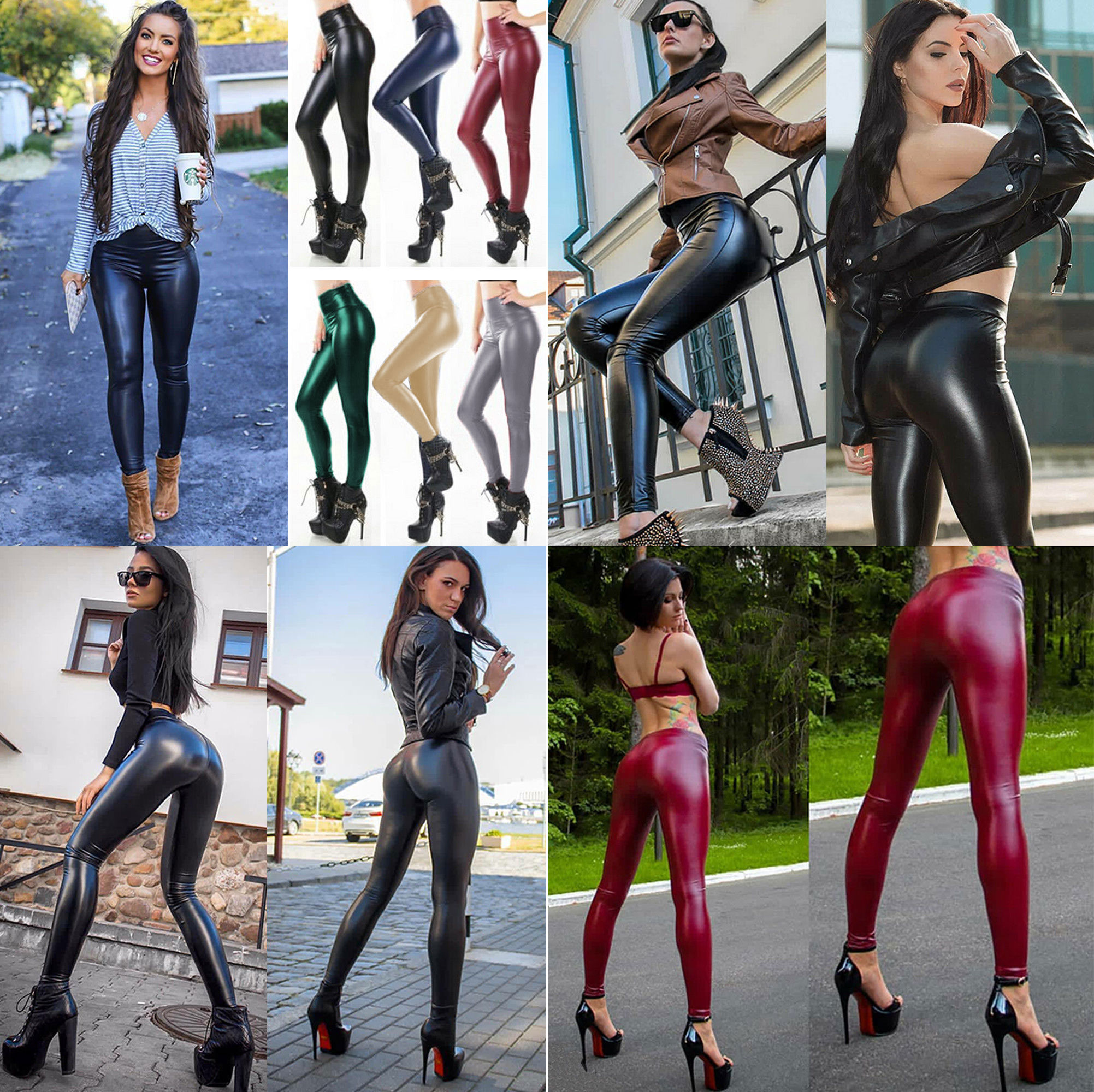 LEGINSY LATEX GETRY SKÓRZANE SPODNIE RURKI LATEKS Marka inna