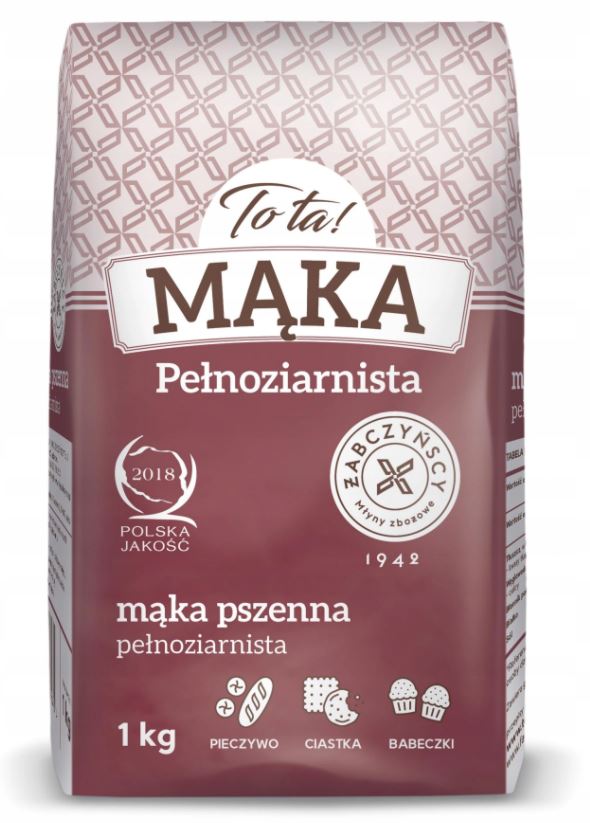 MĄKA PSZENNA PEŁNOZIARNISTA chlebowa ŚWIEŻA ToTa! 1 KG - POLSKIE ZIARNO