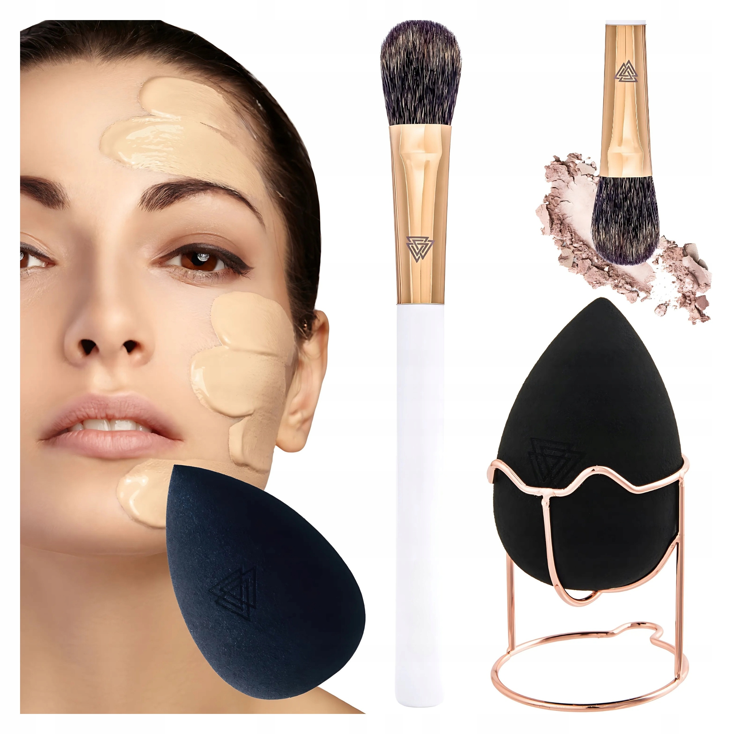 Profesionální štětec na pudr na líčení obličeje Houbička Blender Bonus Sada