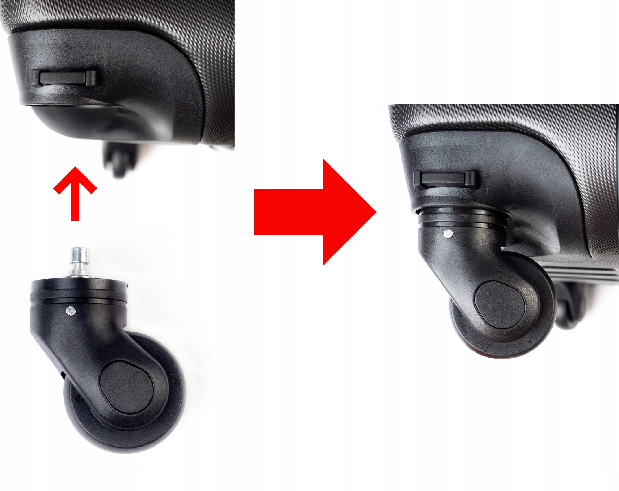 KÓŁKO ZAMIENNE DO WALIZKI NA PRZYCISK NAPRAWA Szerokość (dłuższy bok) 5 cm