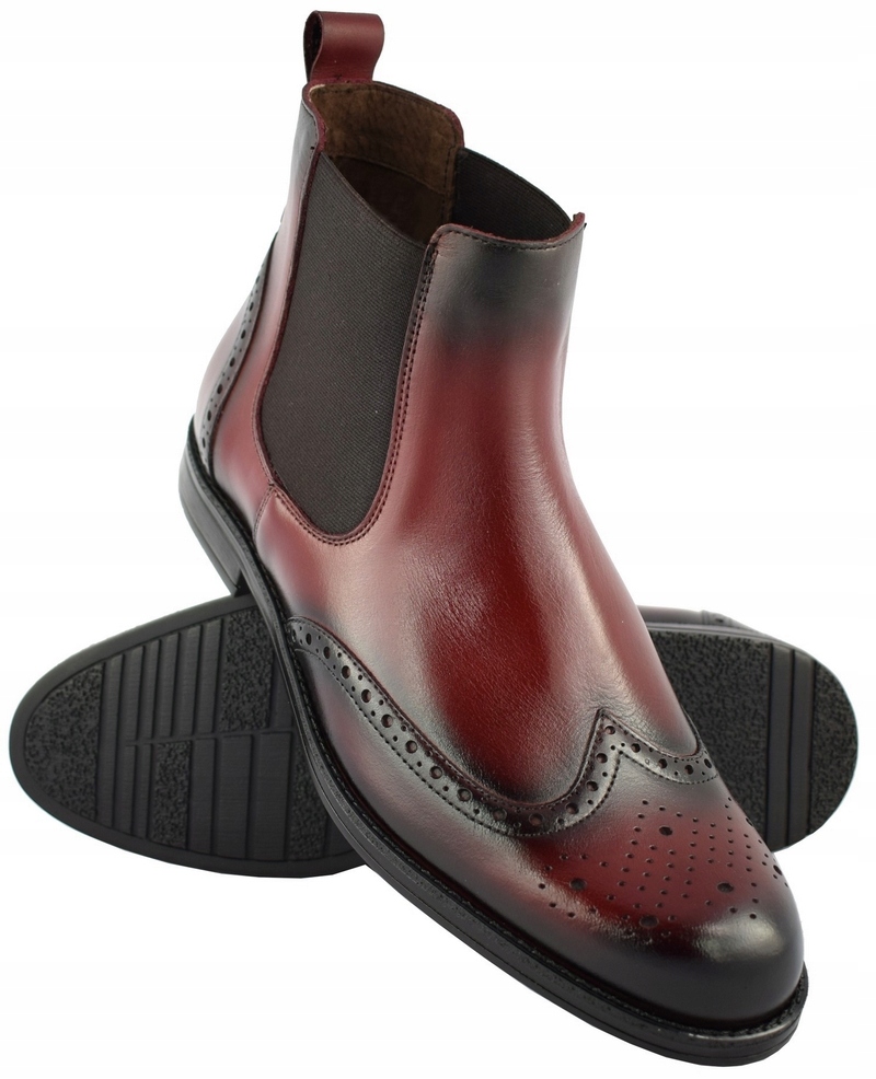 BUTY SZTYBLETY MĘSKIE SKÓRA BORDO 43 28,5 cm PAN