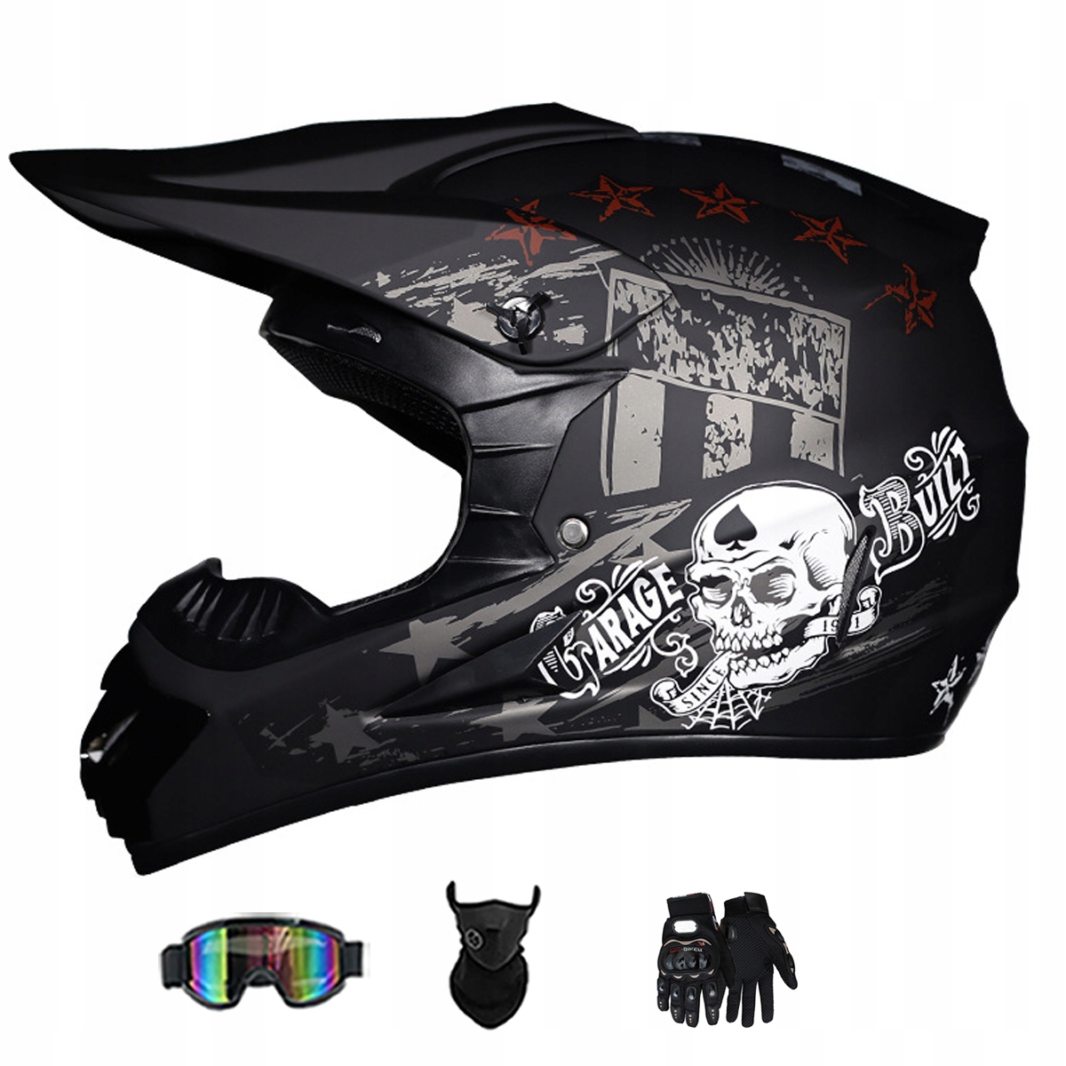 Motocyklová Přilba Lehká Enduro Quada Brýle Rukavice Maska S