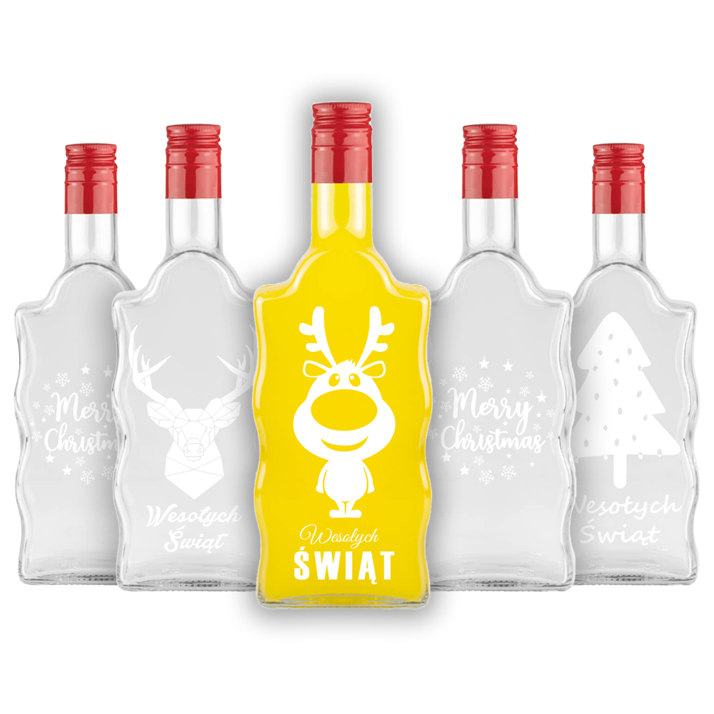 

10x Butelki świąteczne Fala 500ml z nadrukiem