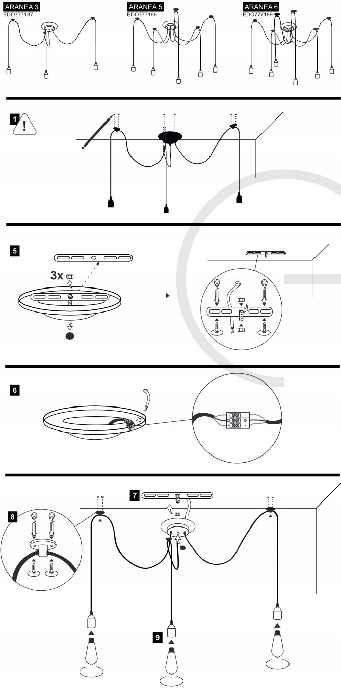 LAMPA SUFITOWA WISZĄCA ŻYRANDOL PAJĄK LOFT E27 LED EDO Długość/wysokość 148 cm