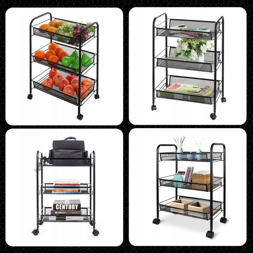 MOBILNA SZAFKA SOLIDNY REGAŁ STOLIK NA KÓŁKACH PRZENOŚNY Z BLOKADĄ METAL Marka inna