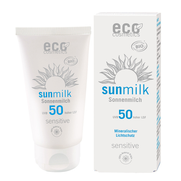 Eco Cosmetics Sluneční mléko Spf 50 Sensitive s granátovým jablkem a malinou