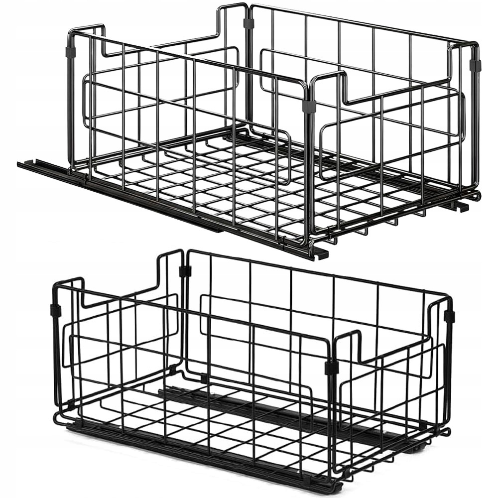 Organizer Kuchenny Wysuwany Szuflada Teleskopowy Półka 35-54cm 2Szt. Czarny