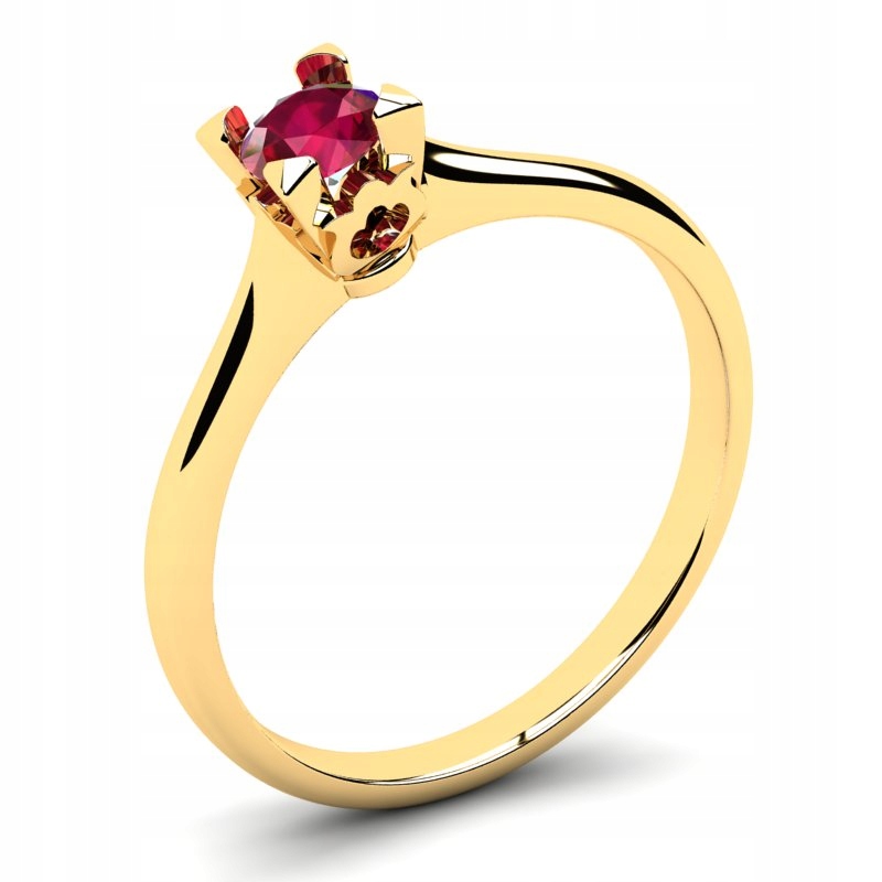 

Pierścionek Złoty Z Czerwoną Cyrkonią 4,0MM 14KR