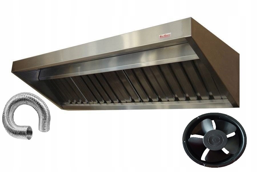 Okap Gastronomiczny 200x60x40 Wentylator Filtry Sztywne