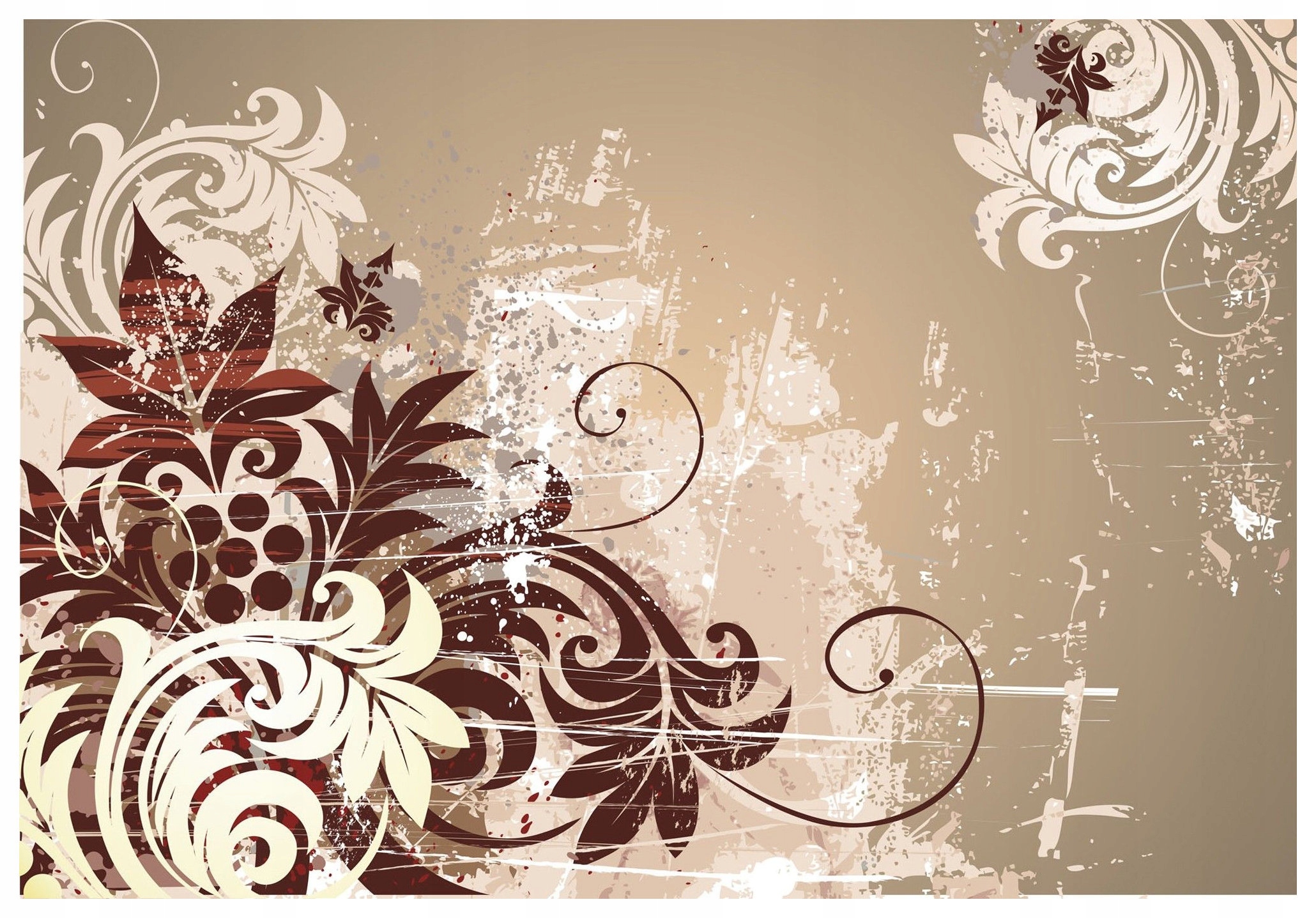 Vliesová fototapeta Kvety Grunge Béžová Bronz Listy 368x254 lepidlo