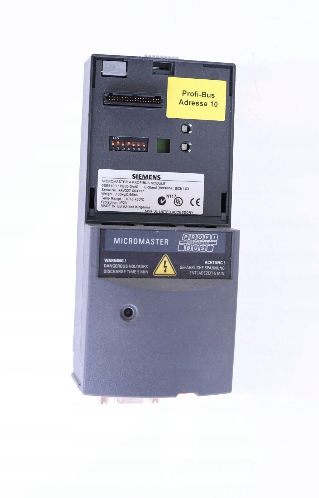 SIEMENS 6SE6400-1PB00-0AA0 PROFIBUS MODULE MICROMA
