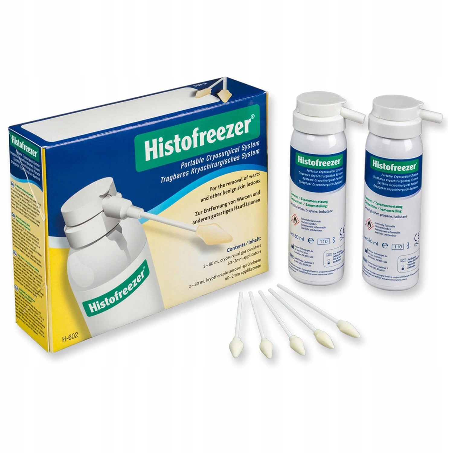 Histofreezer H602 Sprej pro kryoterapii Odstraňování bradavic 160 Ml 60 tyčinek