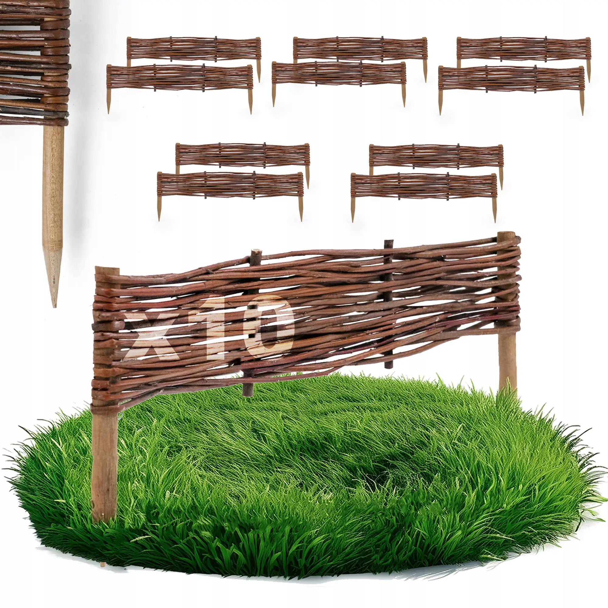 Zahradní Palisáda 60 cm x 10 cm 10 Kusů Proutěný Plot Obrubník Výrobce