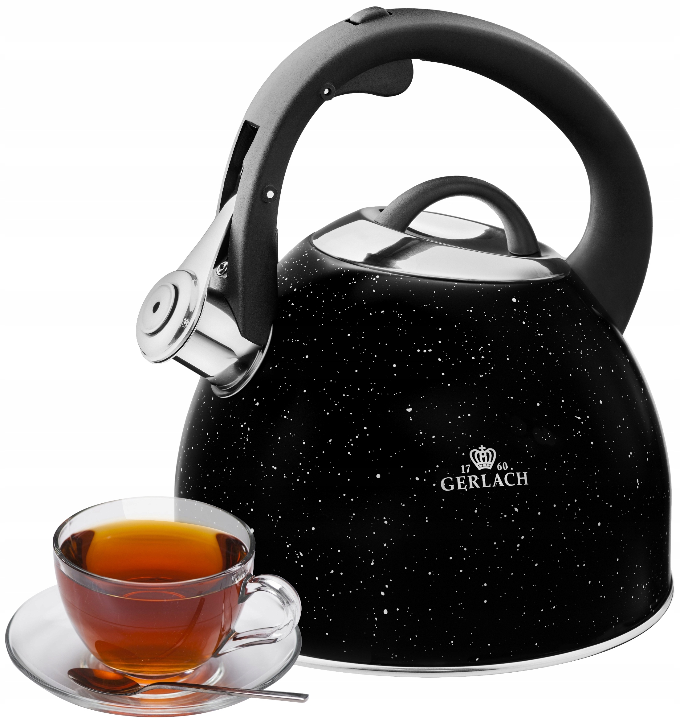 Czajnik Tradycyjny Stalowy Grube Dno Gwizdek Gerlach Granitex 2,8L Czarny