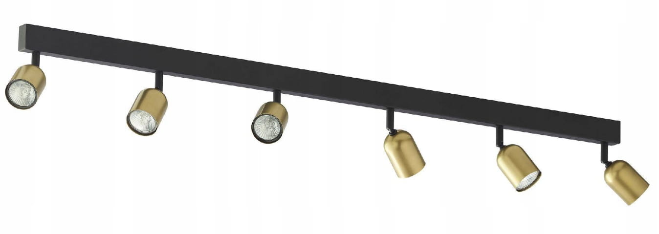 Stropní svítidlo černá 6xGU10 kovová 6 zlatých reflektorů 126 cm Top