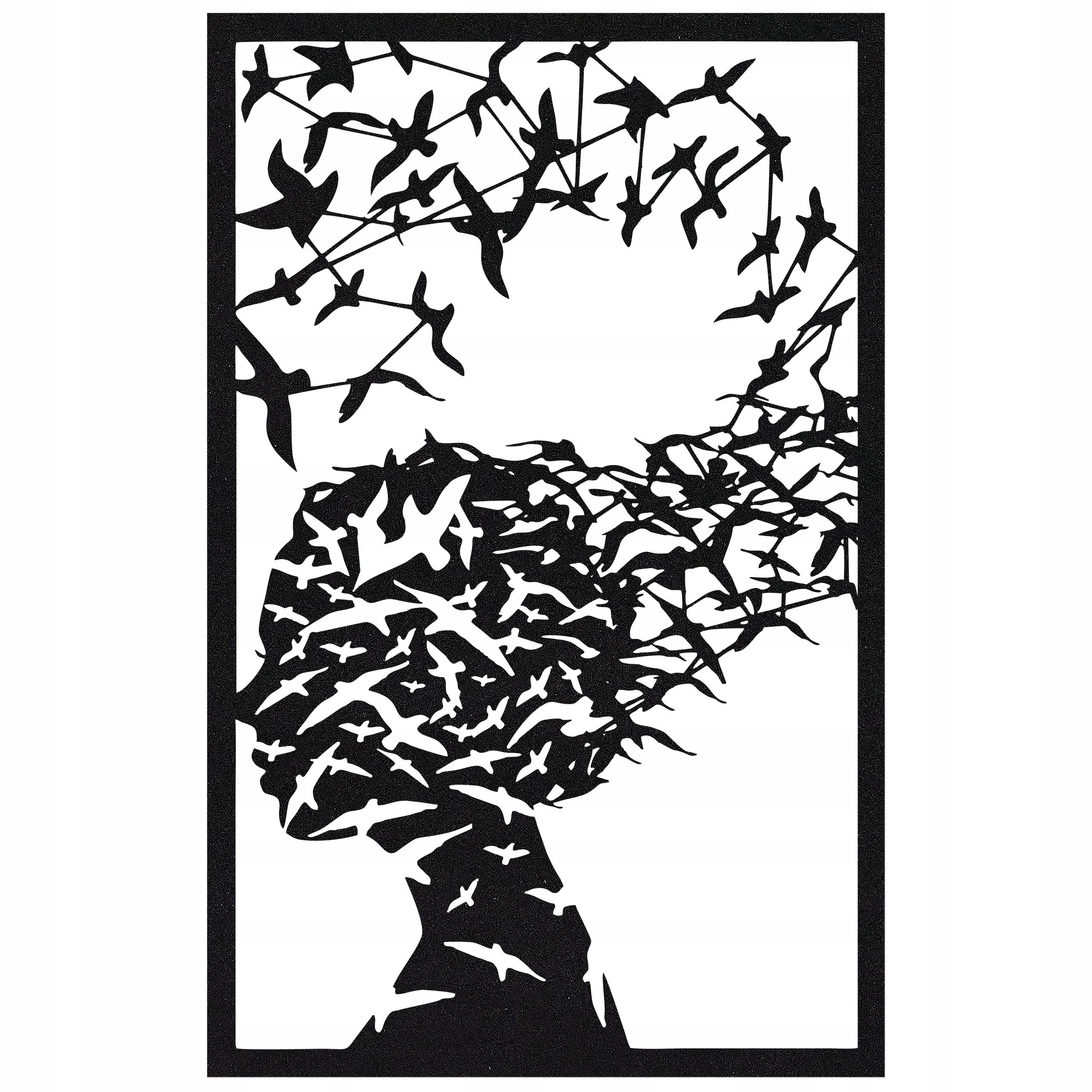 Nástěnná Dekorace Ažurový Obraz Žena Ptáci Velká Ozdoba Na Zeď Obraz