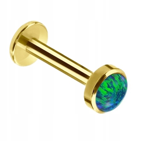 

Labret z morskim opalem gwint 1,2/6/4 złoty