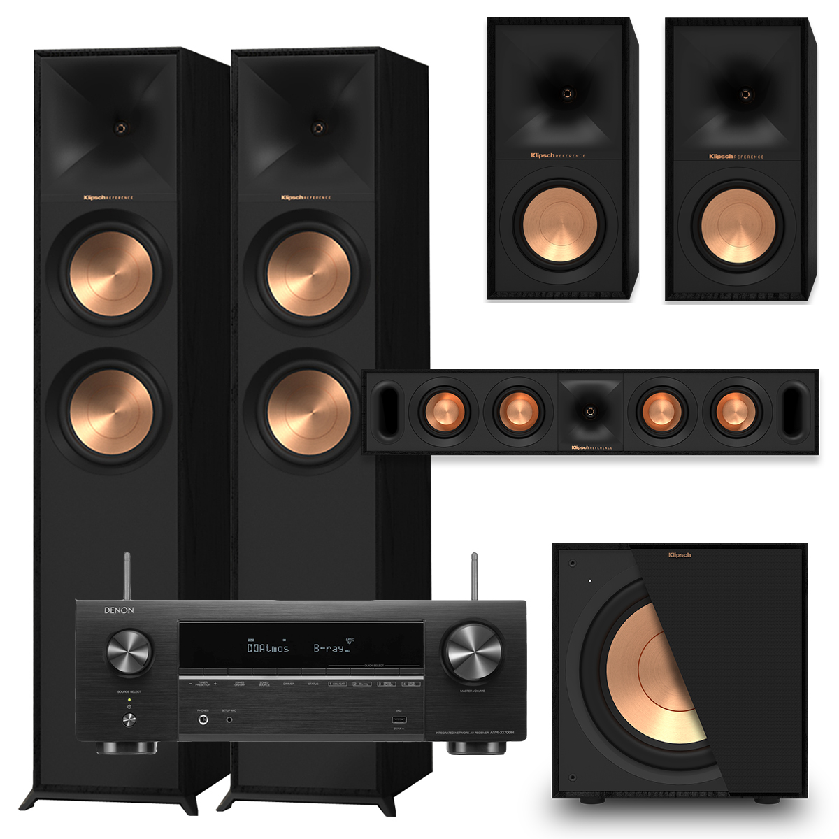 KLIPSCH R-600F + R-50M + R-30C + R-101SW + DENON AVR-X1700H HEOS ULTRA HD