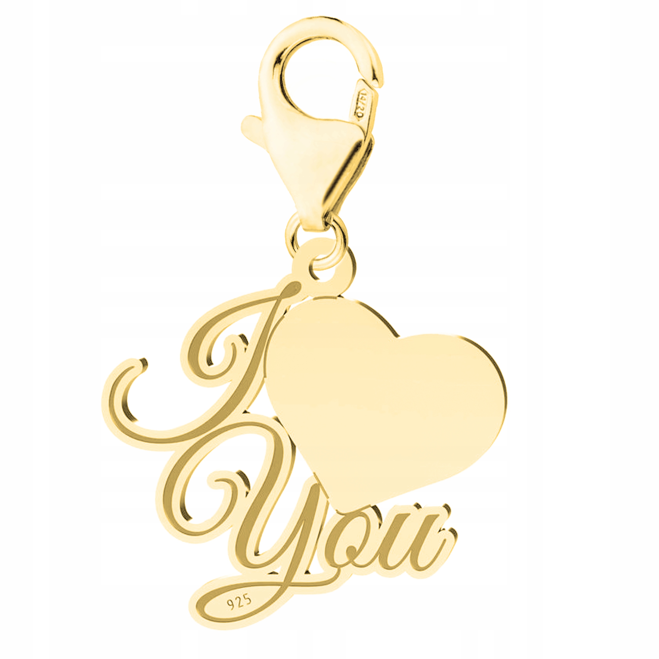 Zlatý přívěsek I Love You s nápisem Miluji tě Srdce Stříbro 925