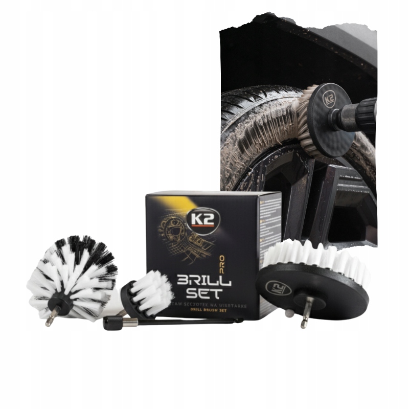 Zestaw Szczotek K2 Brill Set Do Czyszczenia Tapicerki Dywaników Foteli Kół