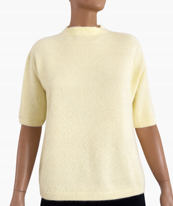 Sweterek Damski Z Krótkim Rękawem Baby Alpaka Bluzka Sweterkowa Oversize