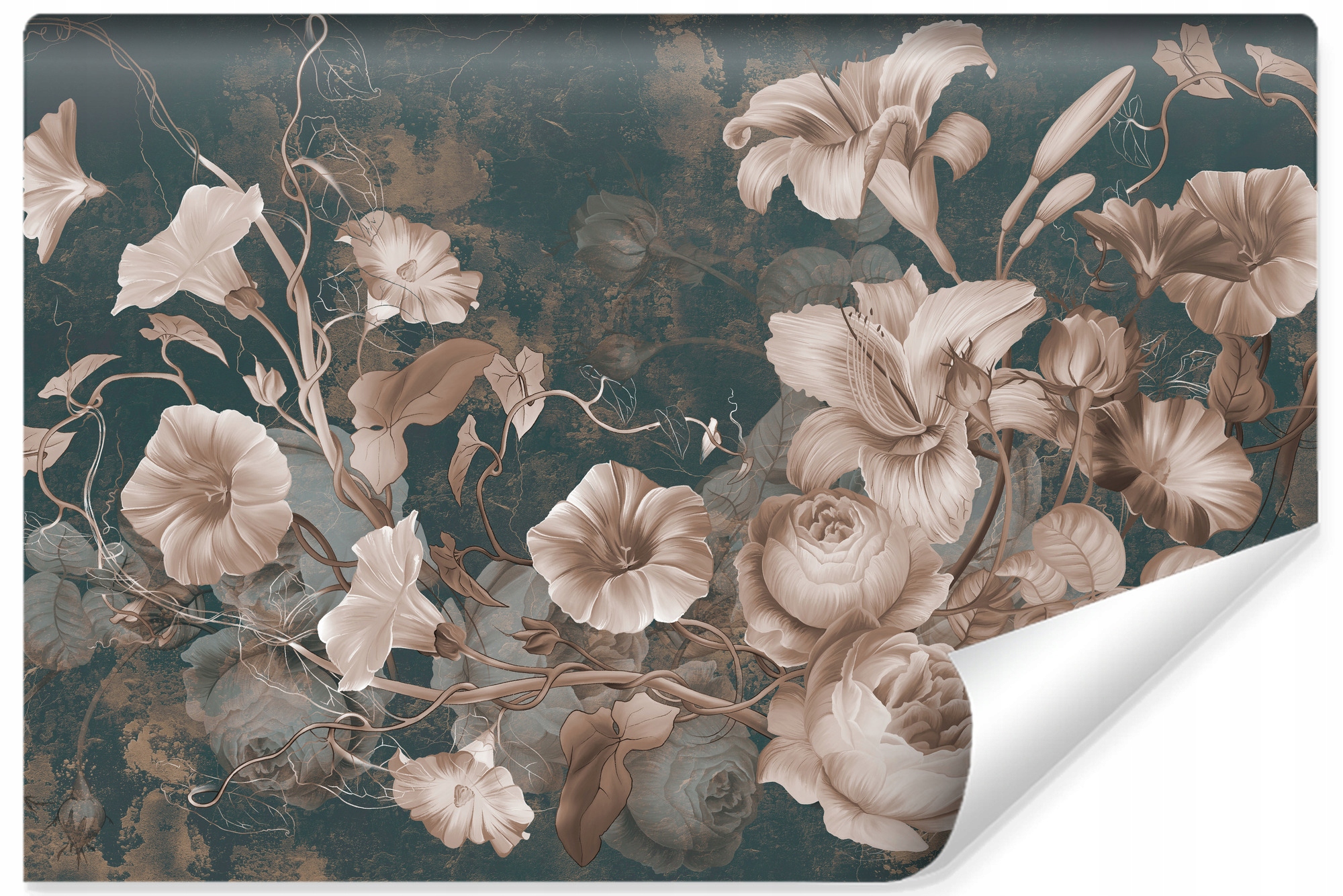 Fototapeta na zeď Květiny ve stylu Vintage Beton Mural Abstrakce 300x210