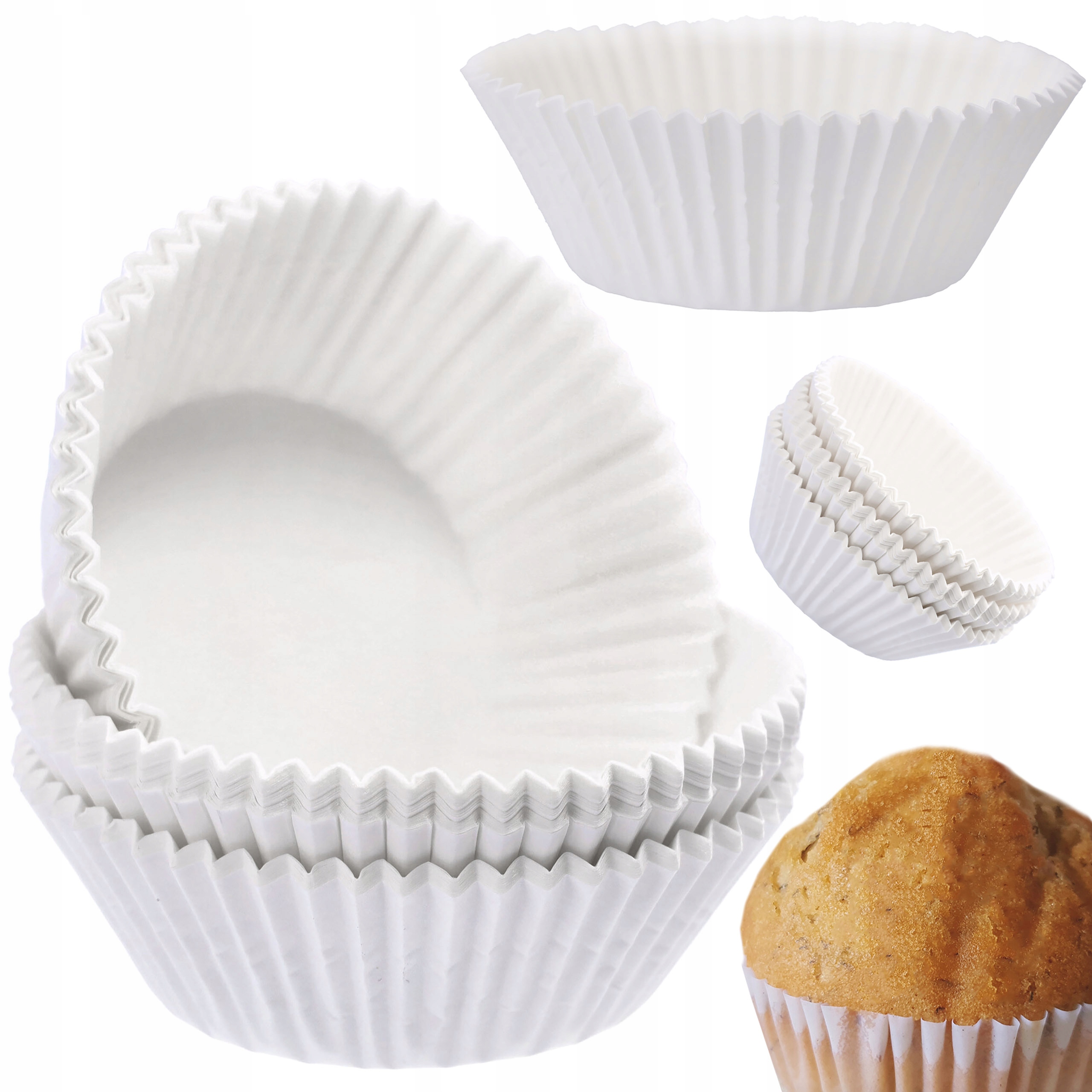 

Papilotki Do Muffinek Babeczek Białe Foremki x100