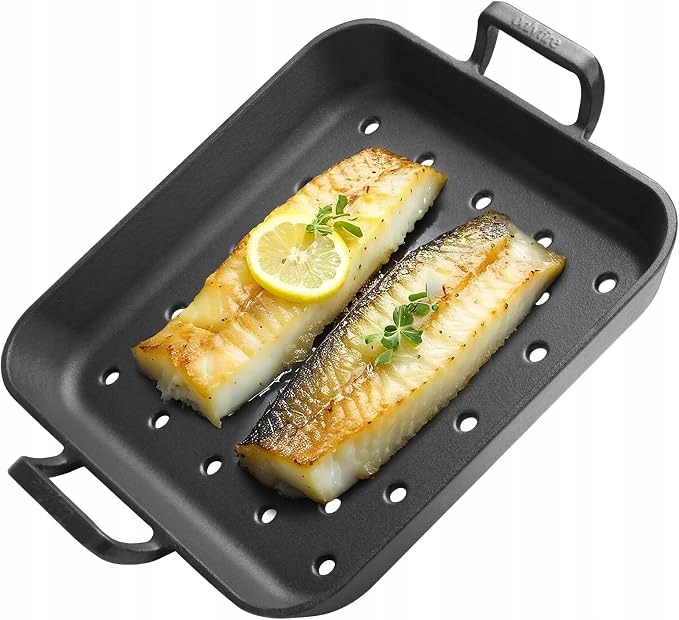 Litinová obdélníková grilovací pánev onlyfire o průměru 31,5 cm