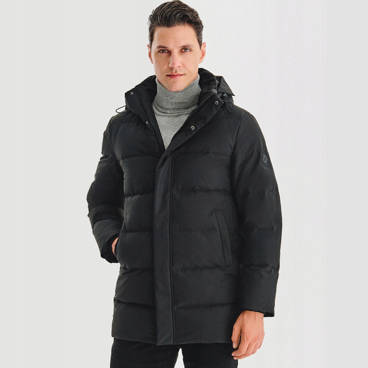 Pánská péřová bunda Pako Lorente s kapucí , černá, vel 58