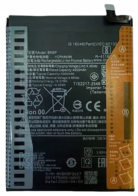 Nowa Bateria BN5P Do Xiaomi Redmi Note 13 4G 5G 5000mAh