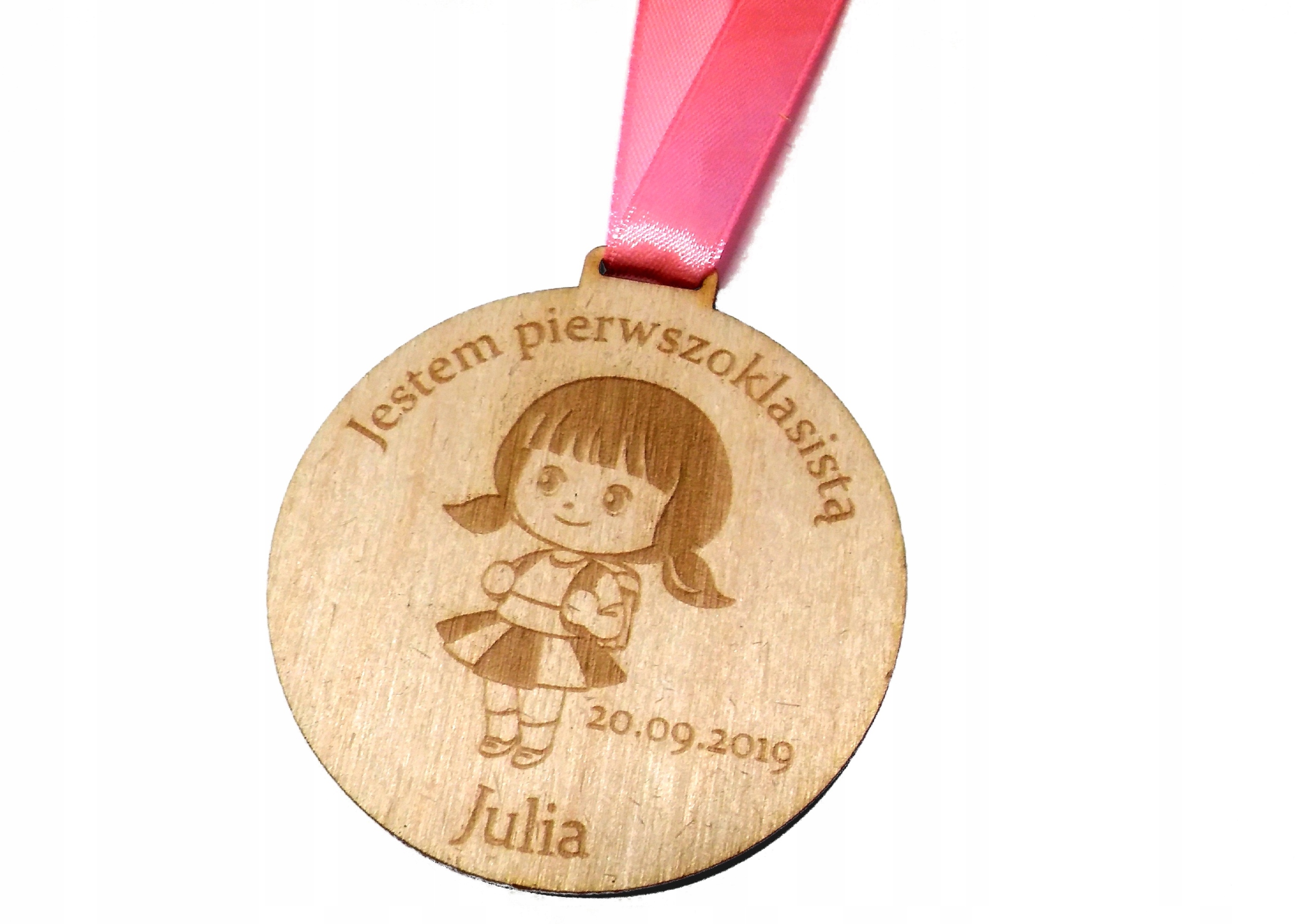 

Medal pasowanie ucznia przedszkolaka Drewniany