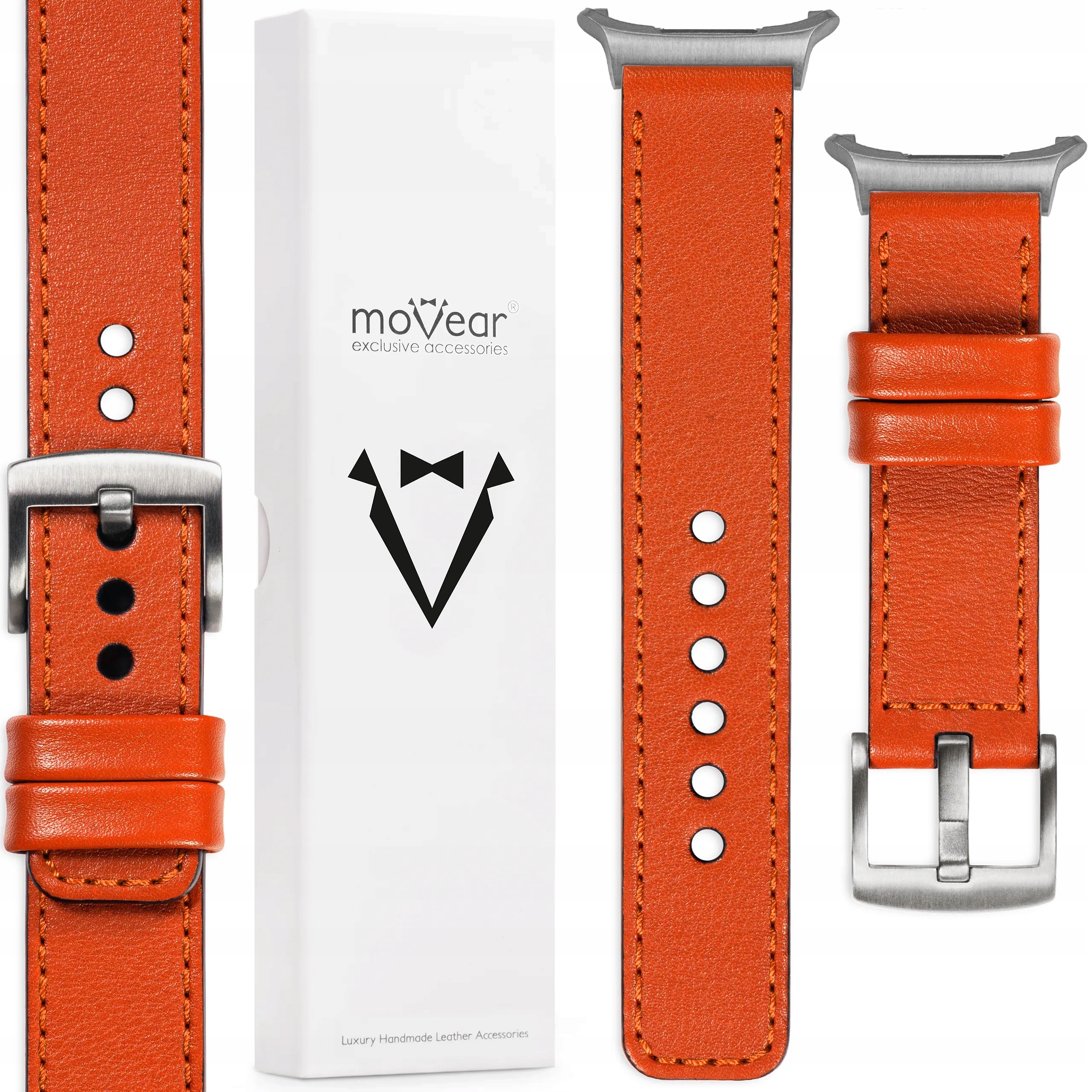 Pásek pro Samsung Galaxy Watch Ultra kožený 24 mm oranžový Movear